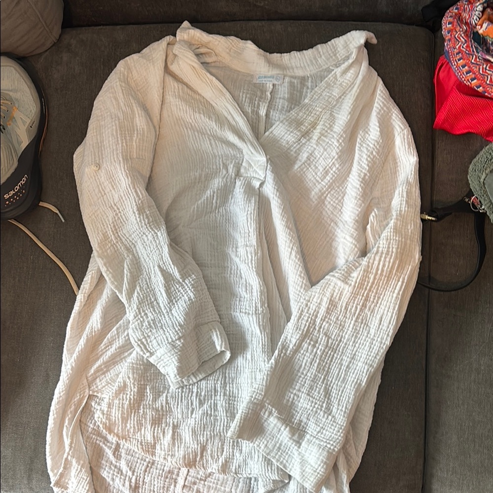 Dreamers White Crinkle Blouse